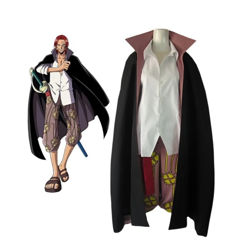 Anime Red Shank Cosplay Traje para homens adultos, casaco Trishy, roupa completa, volta às aulas, festa de Halloween, cabelo vermelho