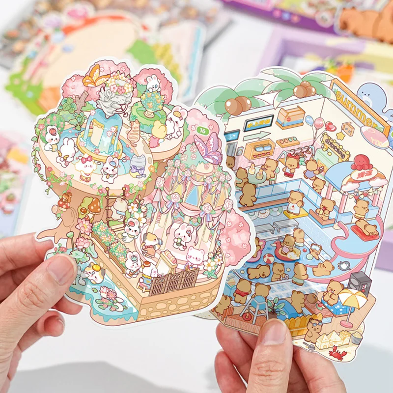 مجموعة مكونة من 61 قطعة، تتضمن 20 بطاقة سين، و40 ملصقًا وزوج واحد من الملقط، وملصقات مشهد صغيرة ثلاثية الأبعاد، ومناظر طبيعية ثلاثية الأبعاد مصنوعة يدويًا