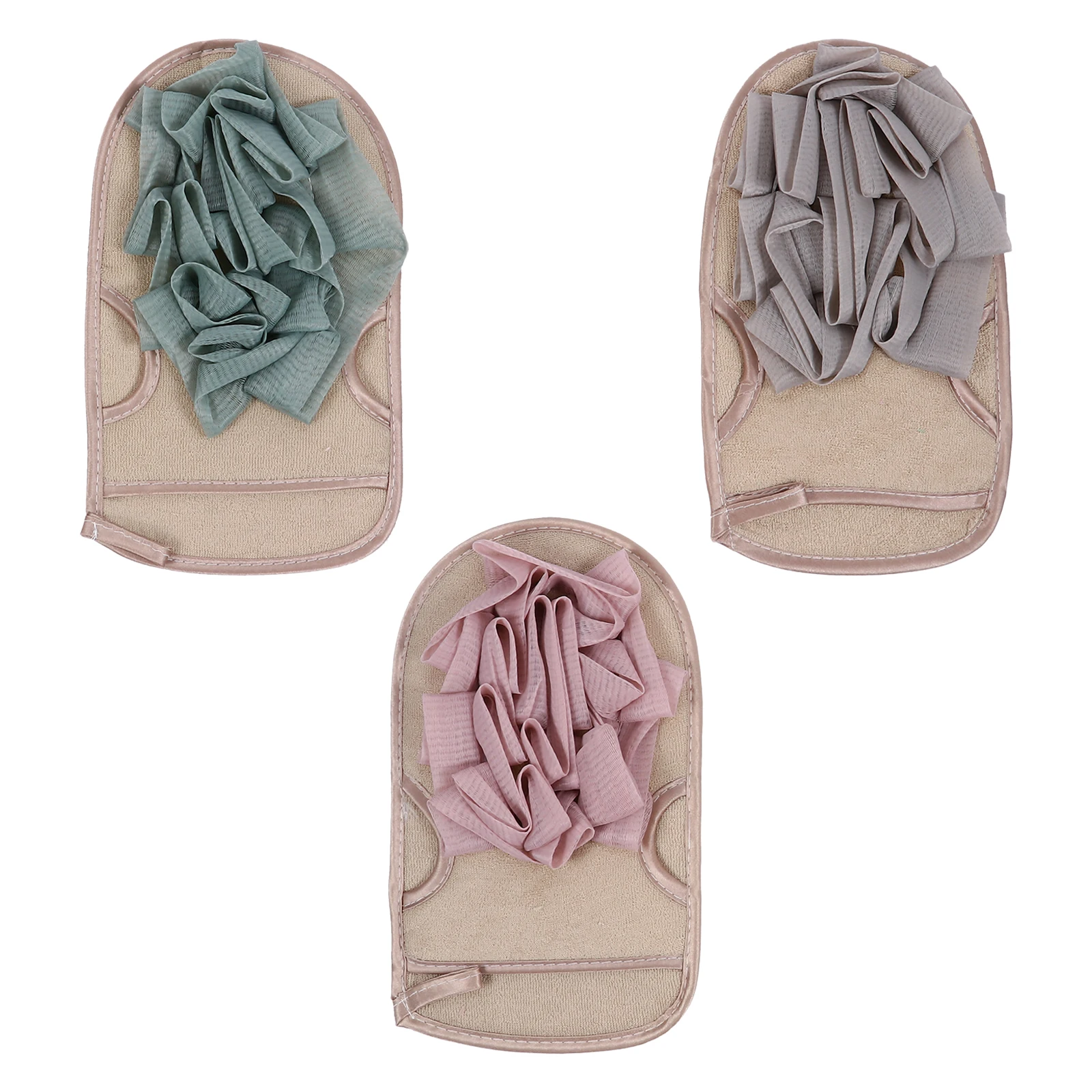 

3 Pcs Bath Towel Flowers Sponges Mitts Body Shower Scrub Exfoliating Gloves Loofah Dead Skin Remover Double Sided Reusable
