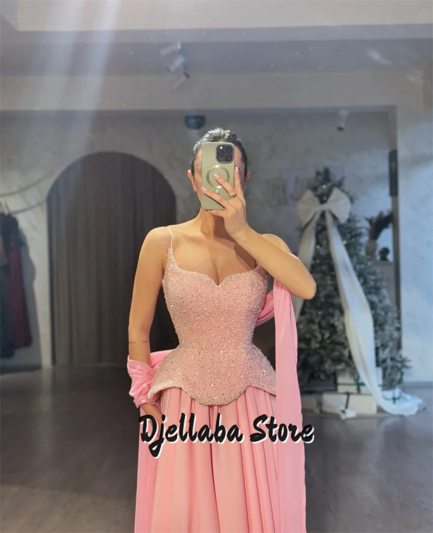 Elegant Pink Women Mermaid Evening Dresses Sleeveless Prom Party Gowns Beading Diamonds Party Vestido De Noche Customized