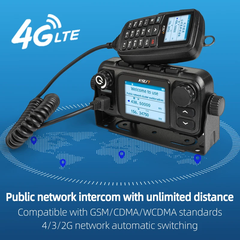 Vehicle Radio Walkie Talkie KSUN CT510 25W GPS  VHF UHF Dual Band 4G POC Network Car Radio for Outdoor Self-driving