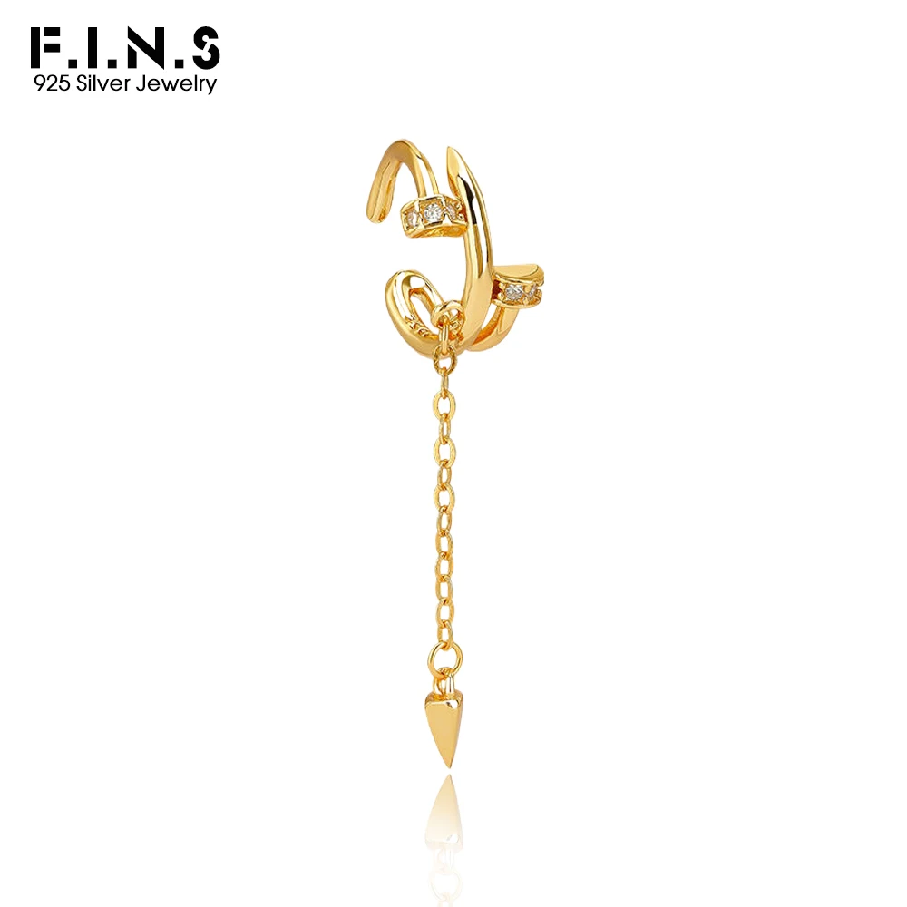 F.I.N.S 1PC Original Korean Fashion S925 Sterling Silver Zircon Clip Earring For No Holes Punk Rivet Earcuff Catilage Jewelry