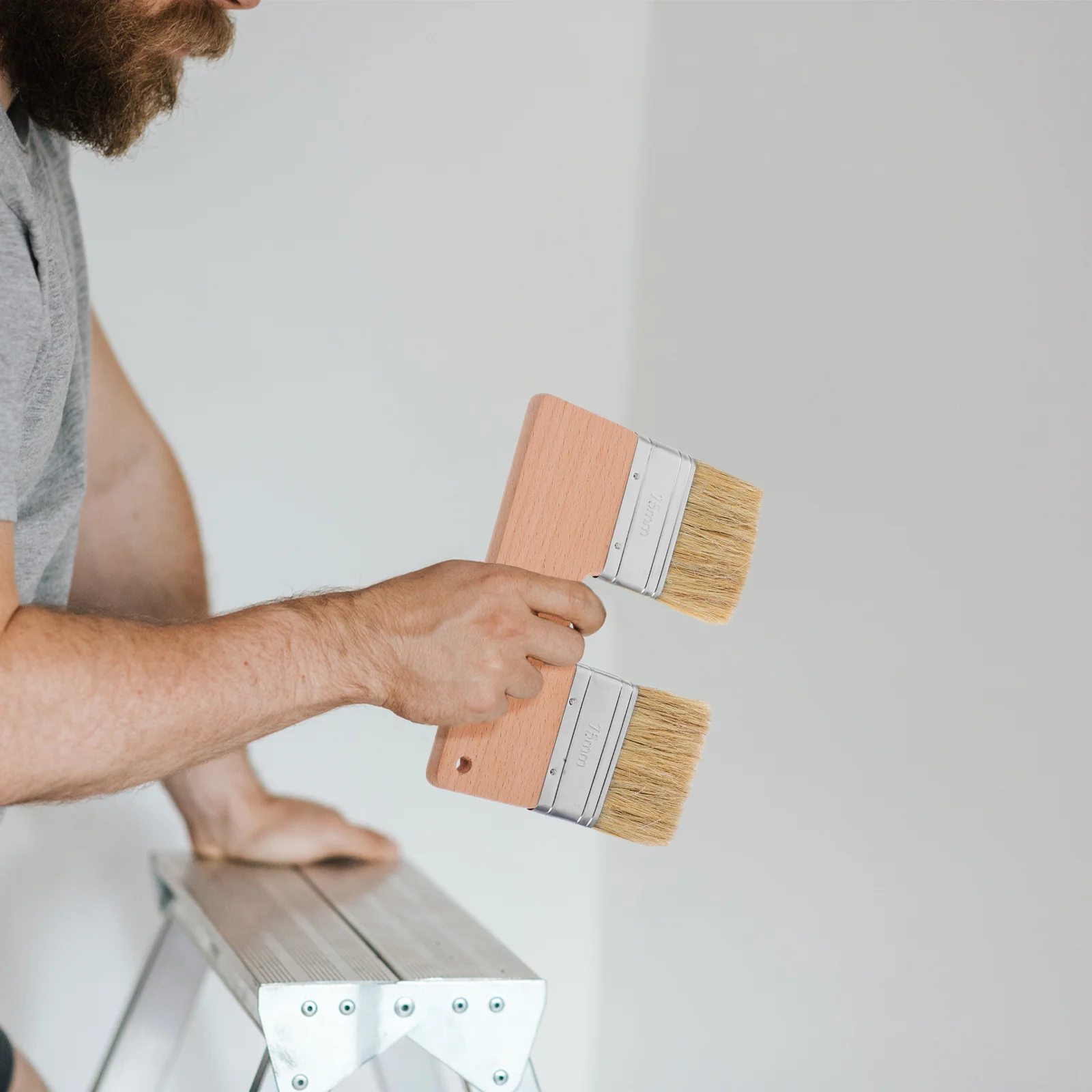 

Natural Bristle Art Paint Brushes Double Head Flat Design For Oil Acrylic Painting Wall Canvas Painting Tools Flat Paint