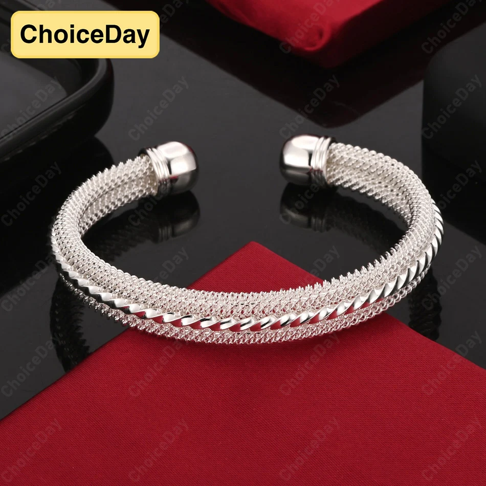 

ChoiceDay 925 Sterling Silver Exquisite Classic Open Bracelet Women's Party Wedding Punk Jewelry Accessories