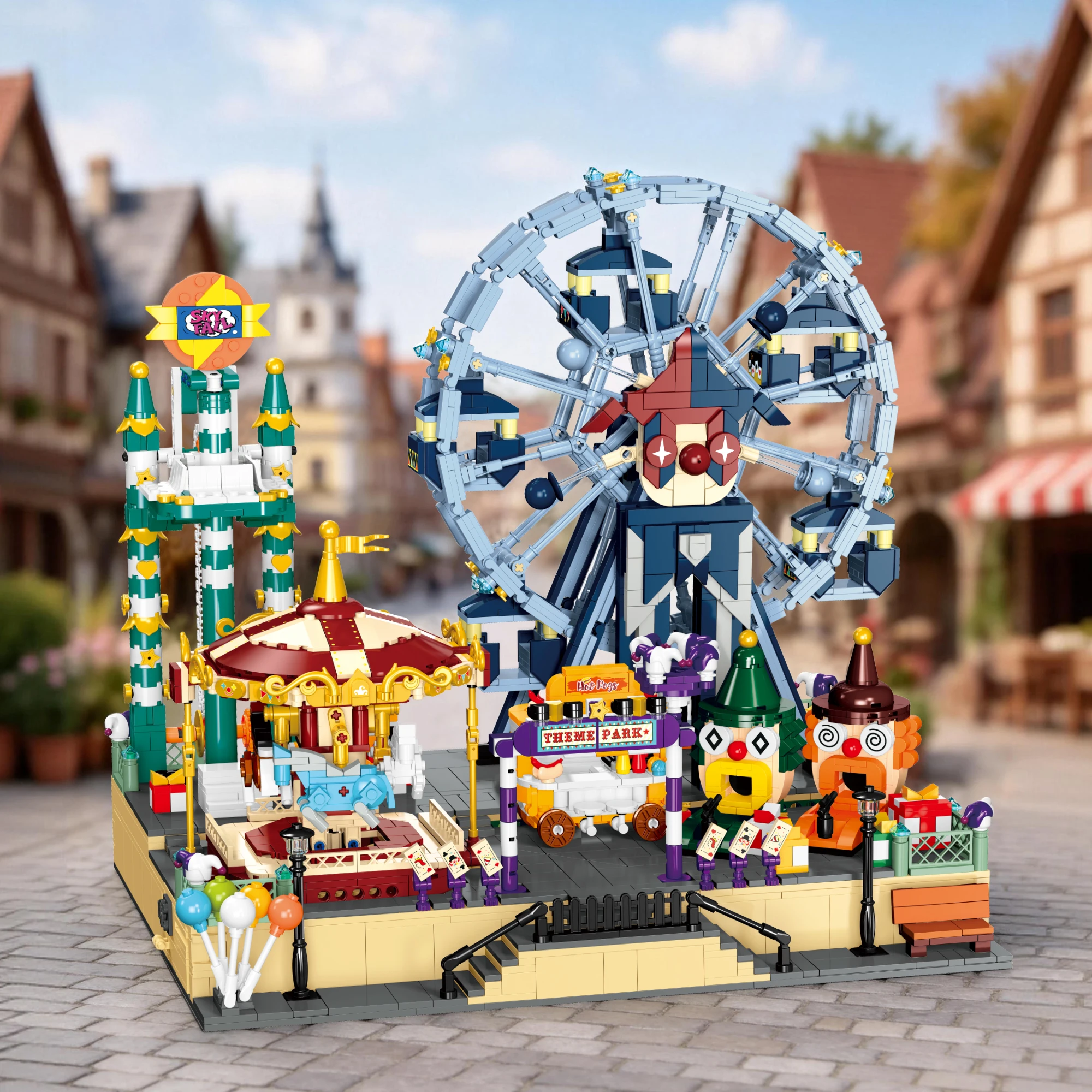 MOC 3446PCS Urban Street View Building Linkage Amusement Park RC Bluetooth Model DIY Building Block Puzzle Toy