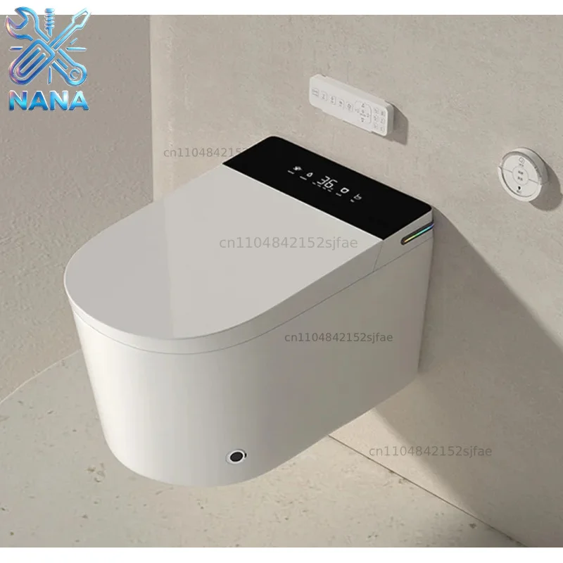 Wall-mounted smart toilet, tankless bidet, automatic opening/closing, water flushing, electric heating