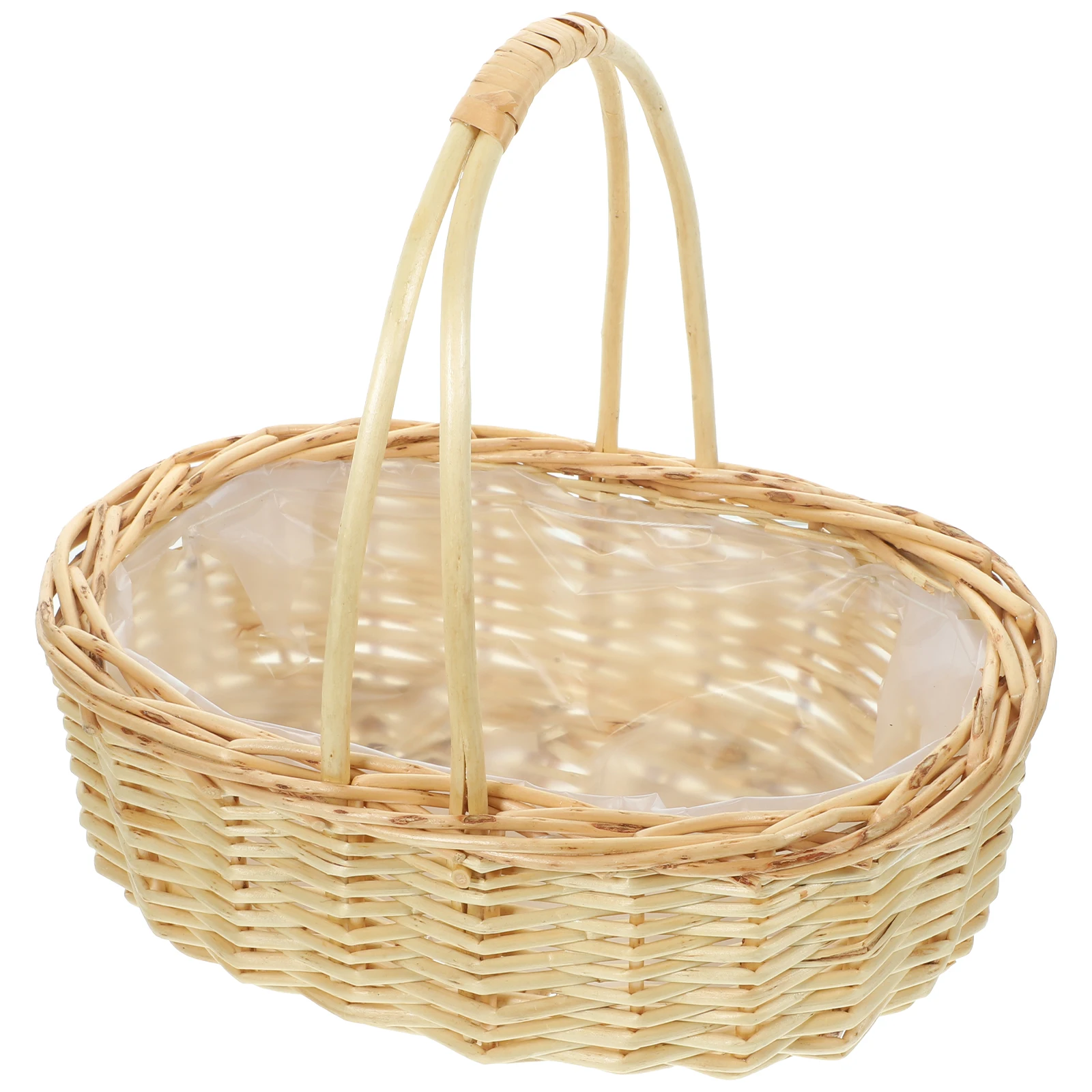 

Wicker Woven Basket Sundries Basket With Handle Pastoral Style Picnic Storage Basket Wedding Flower Basket Home Decor 29X20X10cm