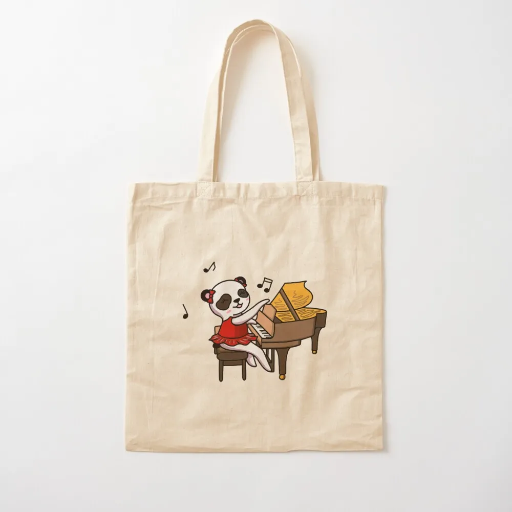 

Panda Playing Piano Tote Bag Woman shopper bag Cloth bags shopping bag logo Eco Canvas Tote