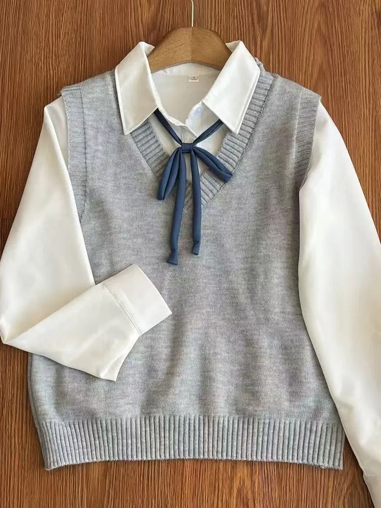 

Японский вязаный жилет в стиле JK для девочек: милый, универсальный, для повседневной носки и многослойных образов