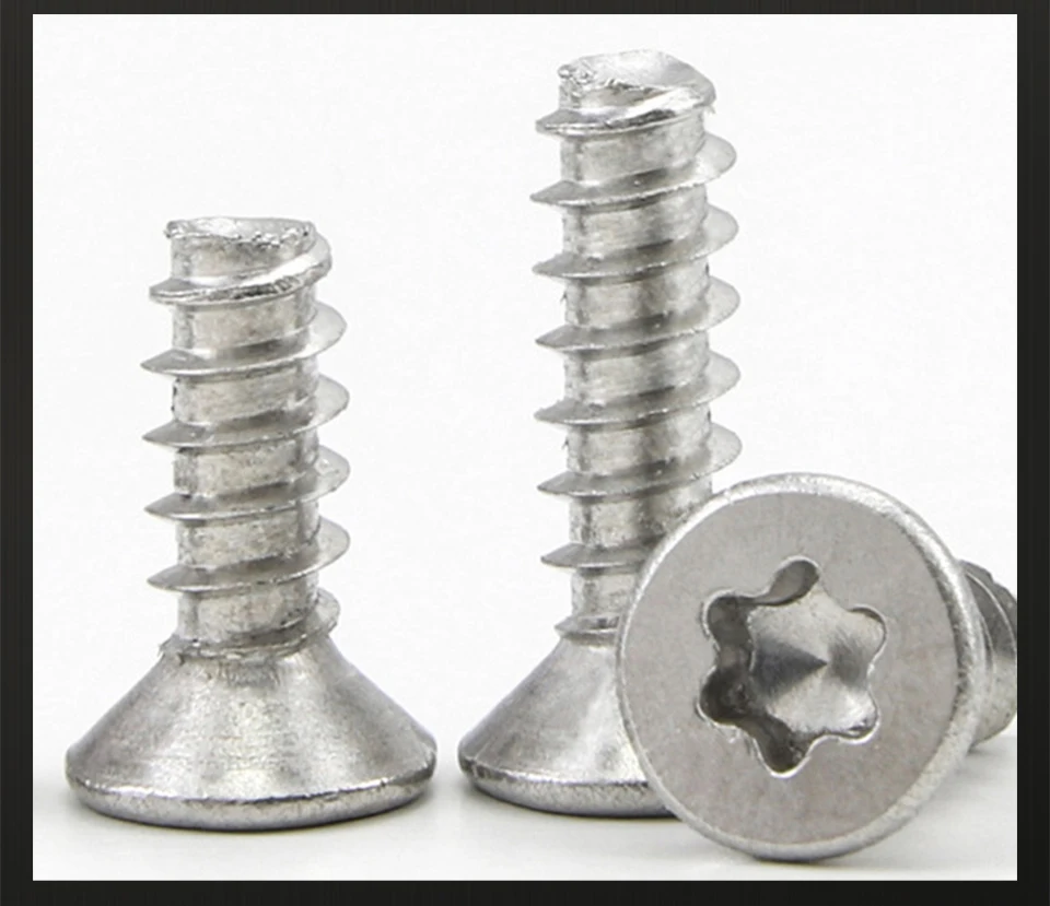 JUIDINTO 10–30 Stück Star Drive CSK-Kopfschrauben, 304 Edelstahl, Torx-Flachkopf, flacher Schwanz, selbstschneidende Schrauben, M2, M2,3, M2,6, M3, M4 – Detail 9