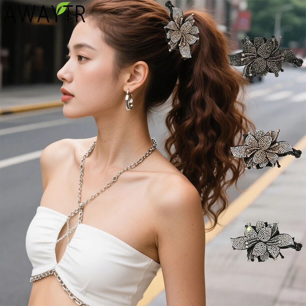 

AWAYTR Rhinestone Bauhinia Banana Comb Hairpin Fashion Hair Clips Valentine Headwear Girl Hair Accessories Festival Gift