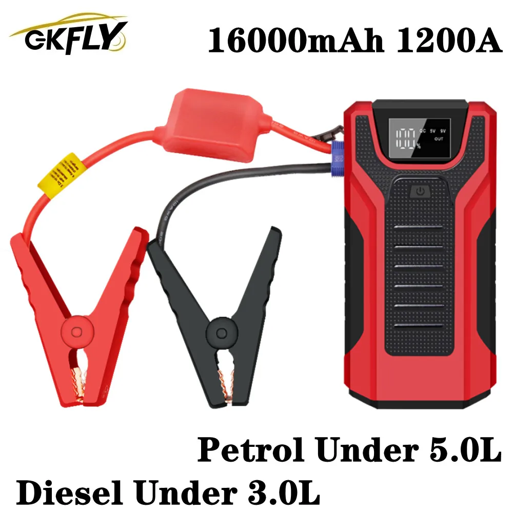 GKFLY 6000A 2-IN-1 Car Jump Starter Compressor 150PSI Air Pump Starting Device 59.2Wh Power Bank Car Battery Booster Buster