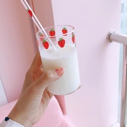 Glass Straw Drinking Cup Colorful Mushroom Shaped Drinking Straws Clean Brush Accessory Transparent Drinking Straws Glass