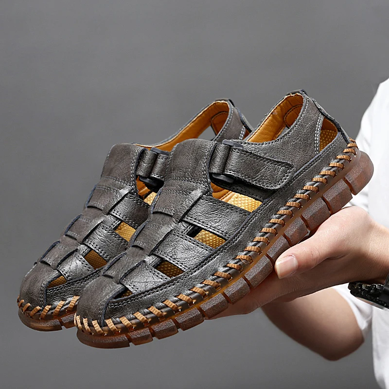 Genuine Leather Sandal for Men Ightweight Comfortable Trendy All-match Breathable Fashion Non-slip Shoes Summer Roman Sandals