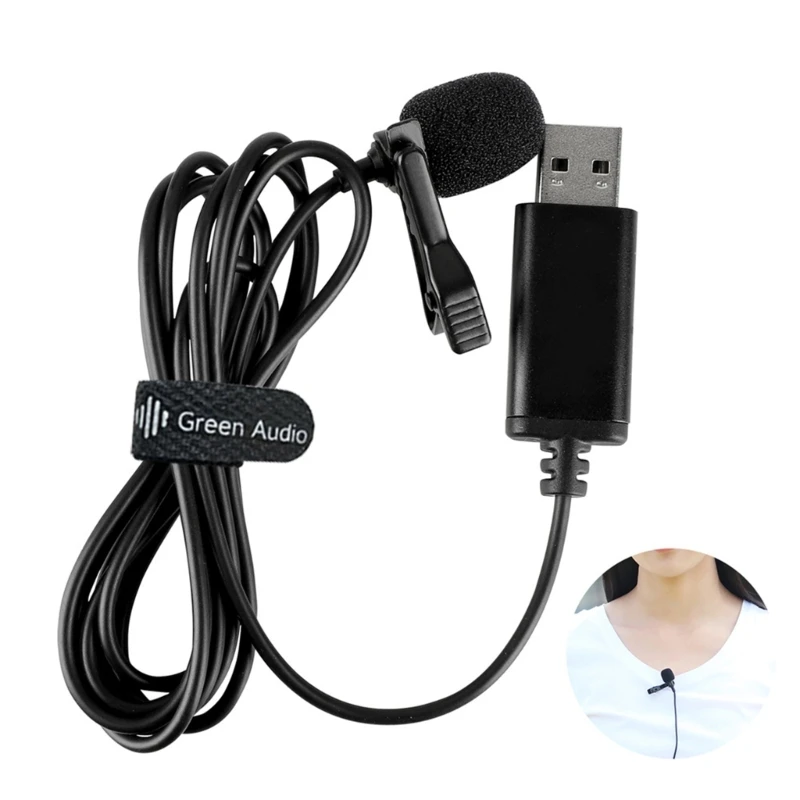 Microphone en direct USB Lavalier Mic haute sensibilité pour interviews chant en ligne