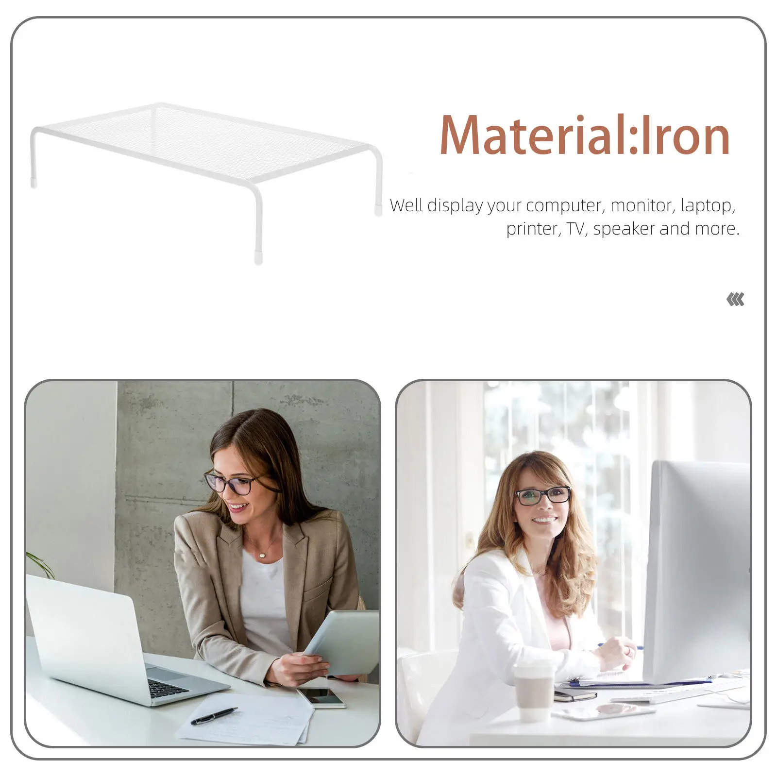 Monitor Stand Single Layer Multi-Functional Iron Computer Heightening Stand Desktop Laptop Holder Screen Riser Organizer