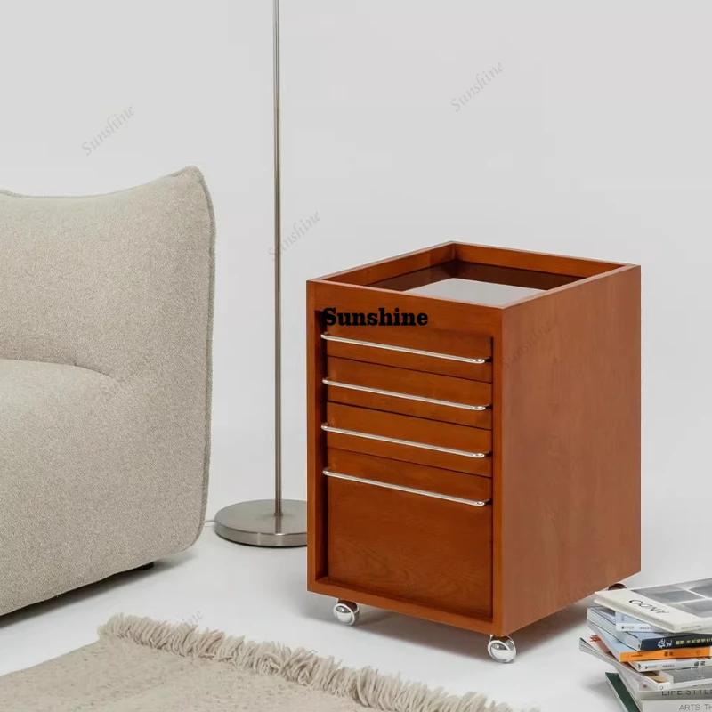 File cabinet, removable side cabinet, retro Nordic drawer storage tea cabinet
