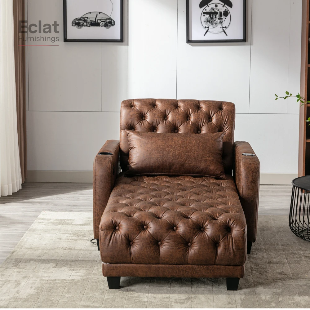 

Multifunctional Living Room Leisure Chaise Lounge Barry Tufted Comfy Armchair Wireless Charging,Smooth Reclining Backrest&Lumbar