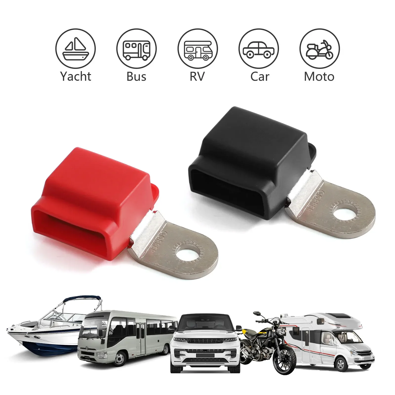 

New 32V 100A Car Battery Terminal Mount Tin-plated Copper Bus Bars 4x10-24" Positive and Negative With Stainless Screws & Cover