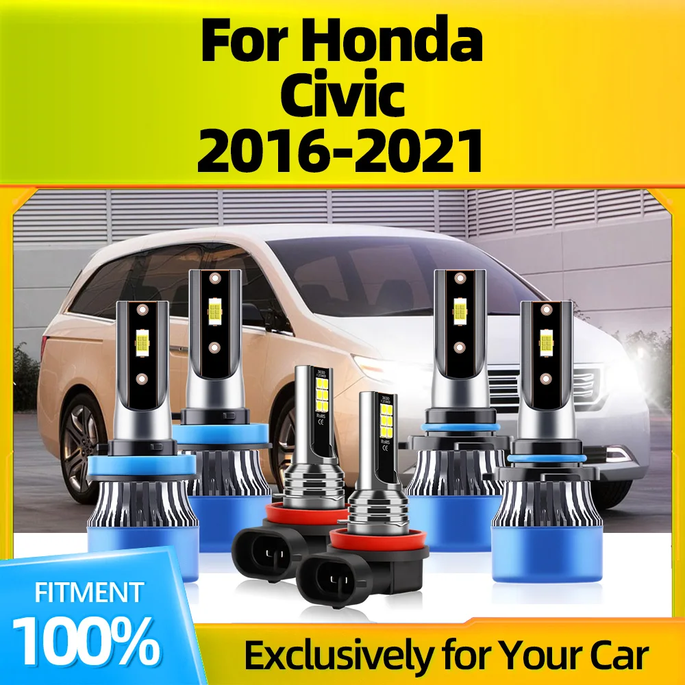 

2/6Pcs Car LED Headlight Bulbs Auto Headlamp High Power Fog Lights 150W 6000K For Honda Civic 2016 2017 2018 2019 2020 2021