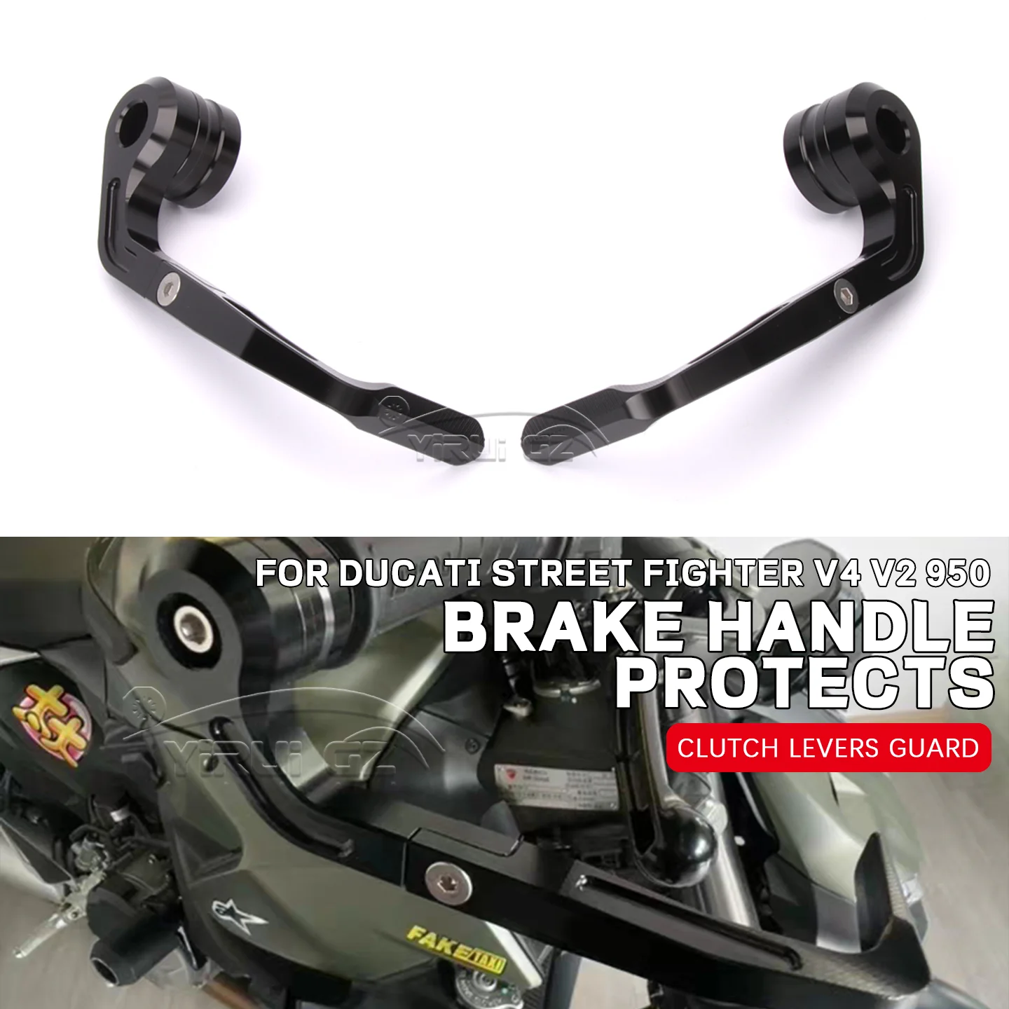 

7/8" Handlebar Protectors Universal For DUCATI Street Fighter V4 V2 Monster 950 Brake Lever Guard CNC Aluminium Universal V2 V4