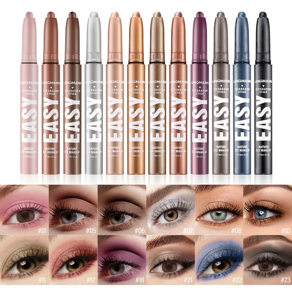 New Shimmer Matte Multi-Color Eyeshadow Sticks Blendable Long-Lasting Eye Shadow Pencils Smooth Applications for Bold or Natural