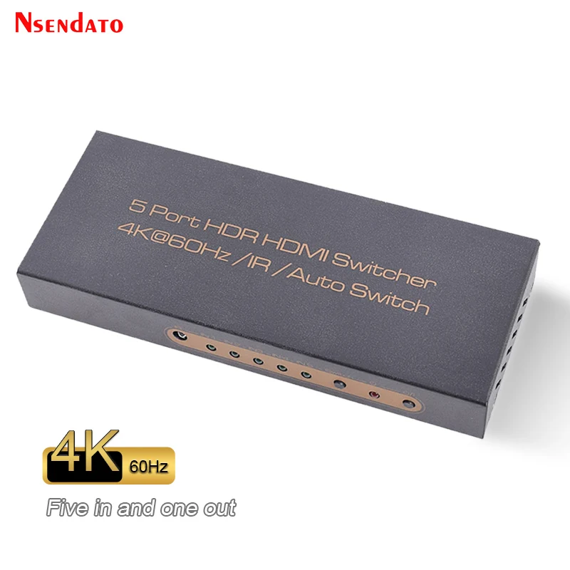 

5 Port 18Gbps HDR 4K 60Hz HDMI Switch 5x1 Support HDCP 2.2 HDMI 2.0 Switcher With Auto & IR Remote Control For PS4 Monitor TV PC