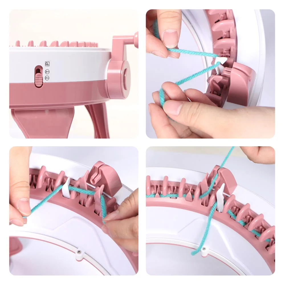 Imagem -04 - Tear Cilíndrico para Cachecol e Suéter Tricotado à Mão Máquina de Tricotar lã Faça Você Mesmo para Adultos e Crianças Ferramentas de Costura Chapéu e Meias 48 Agulhas