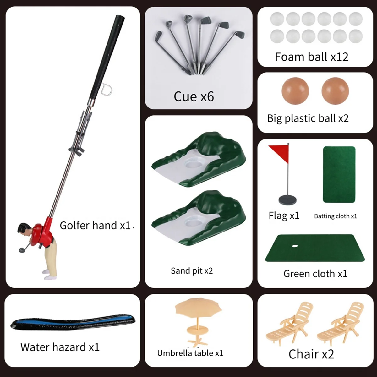 A72I Mini Golf Game Mini Golf Club Doll Set Indoor Parent-Child Games Children'S Educational Plastic Toys Golf Toys Red