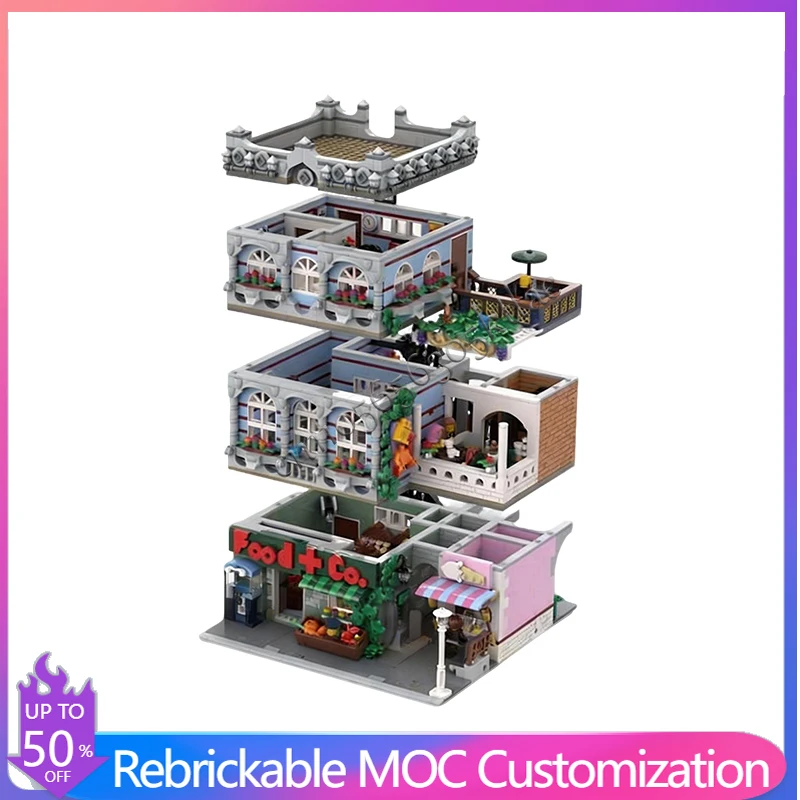 

4045 PCS Construction Grocery Store MOC Customize Modular Building Block Creative Design Educational DIY Boys Festival Toy Gift
