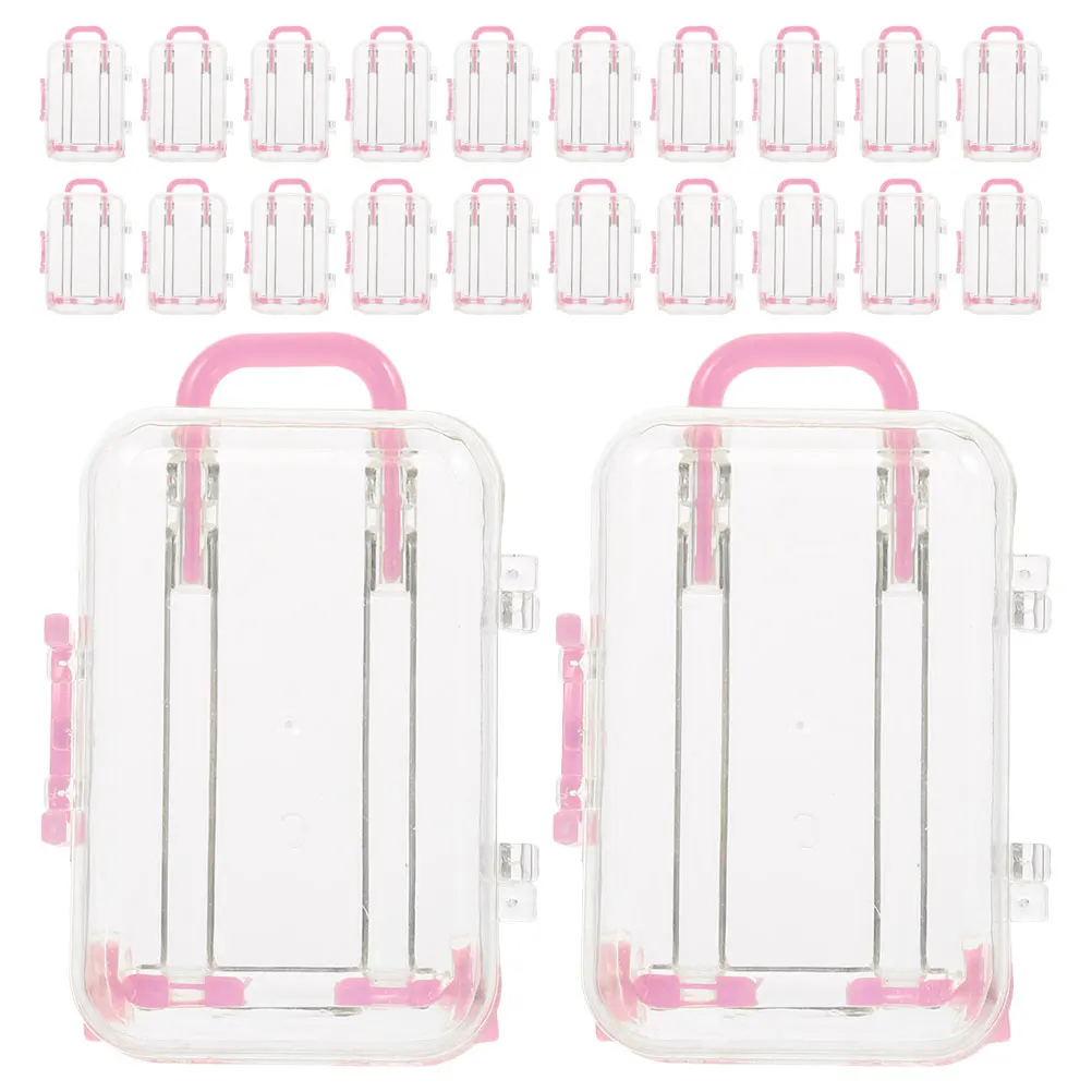 

24 Pcs Suitcase Candy Boxes Mini Luggage Gift Box Wedding Party Decorations Transparent Trolley Case Favor Boxes Pastry Dessert
