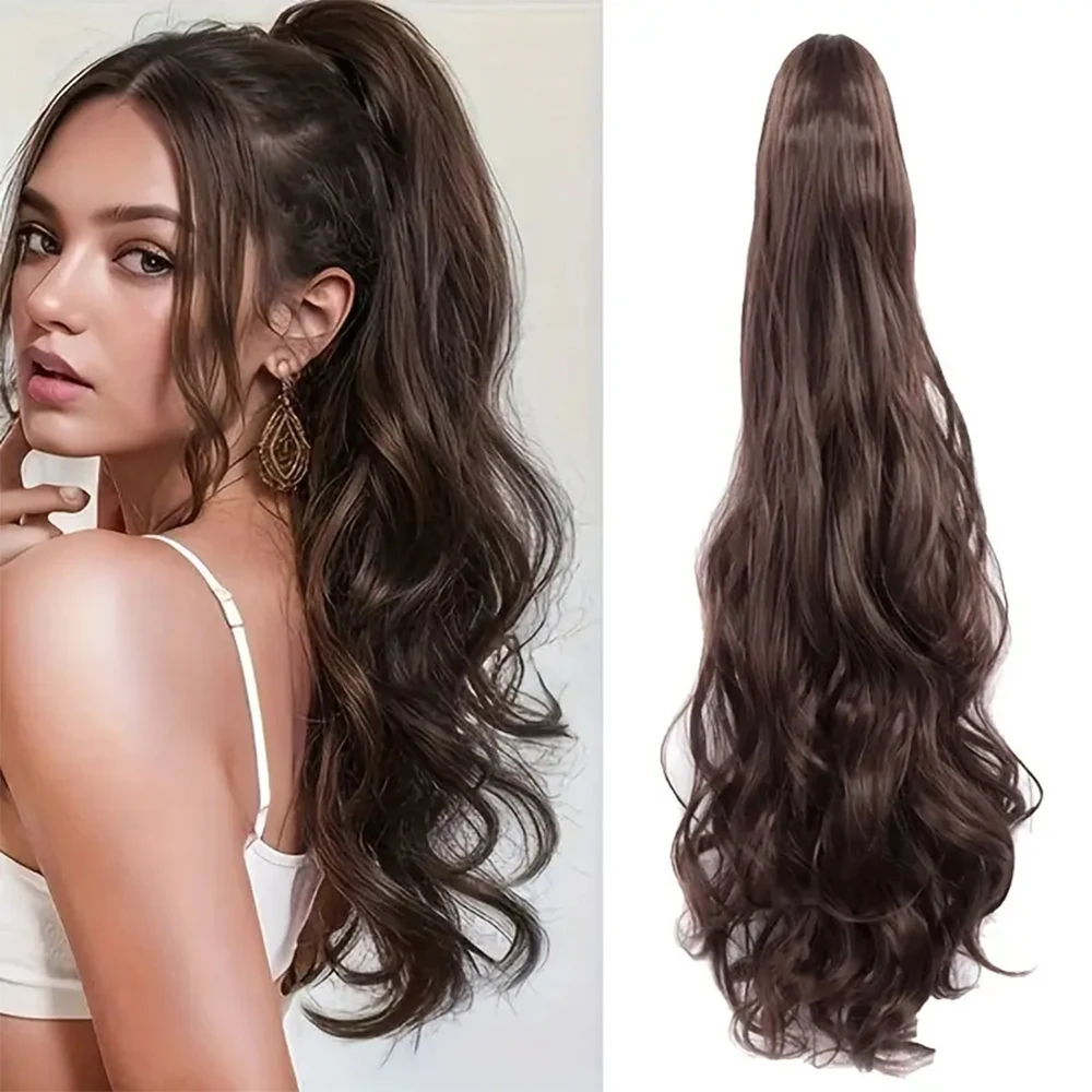 

22inch Long Body Wave Claw Clip In Ponytail Hair Extensions Curly Synthetic Hairpiece wigs Pony Tail for Women Hair Accessories