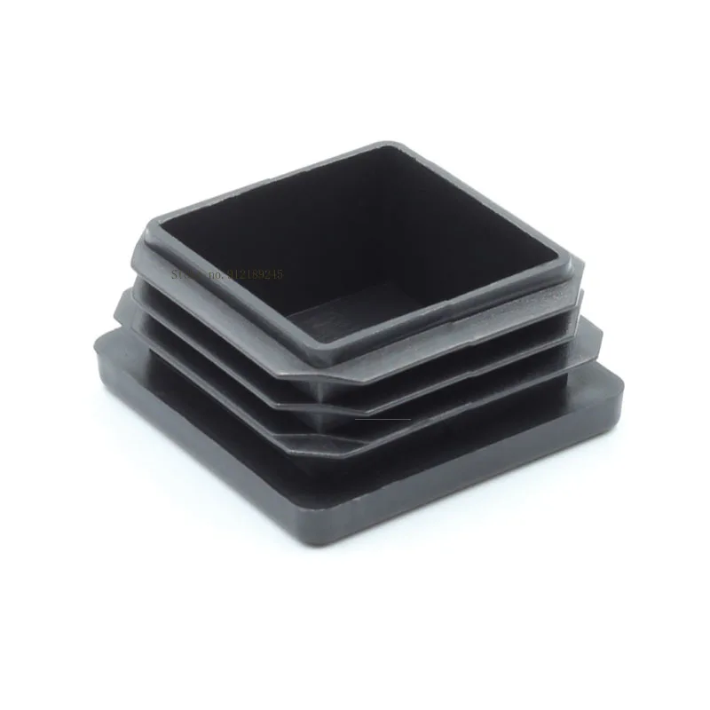 Black Plastic Square Pipe Plug Blanking End Cap chair foot pad Cover table bench leg pad anti slip 10MM~100MM