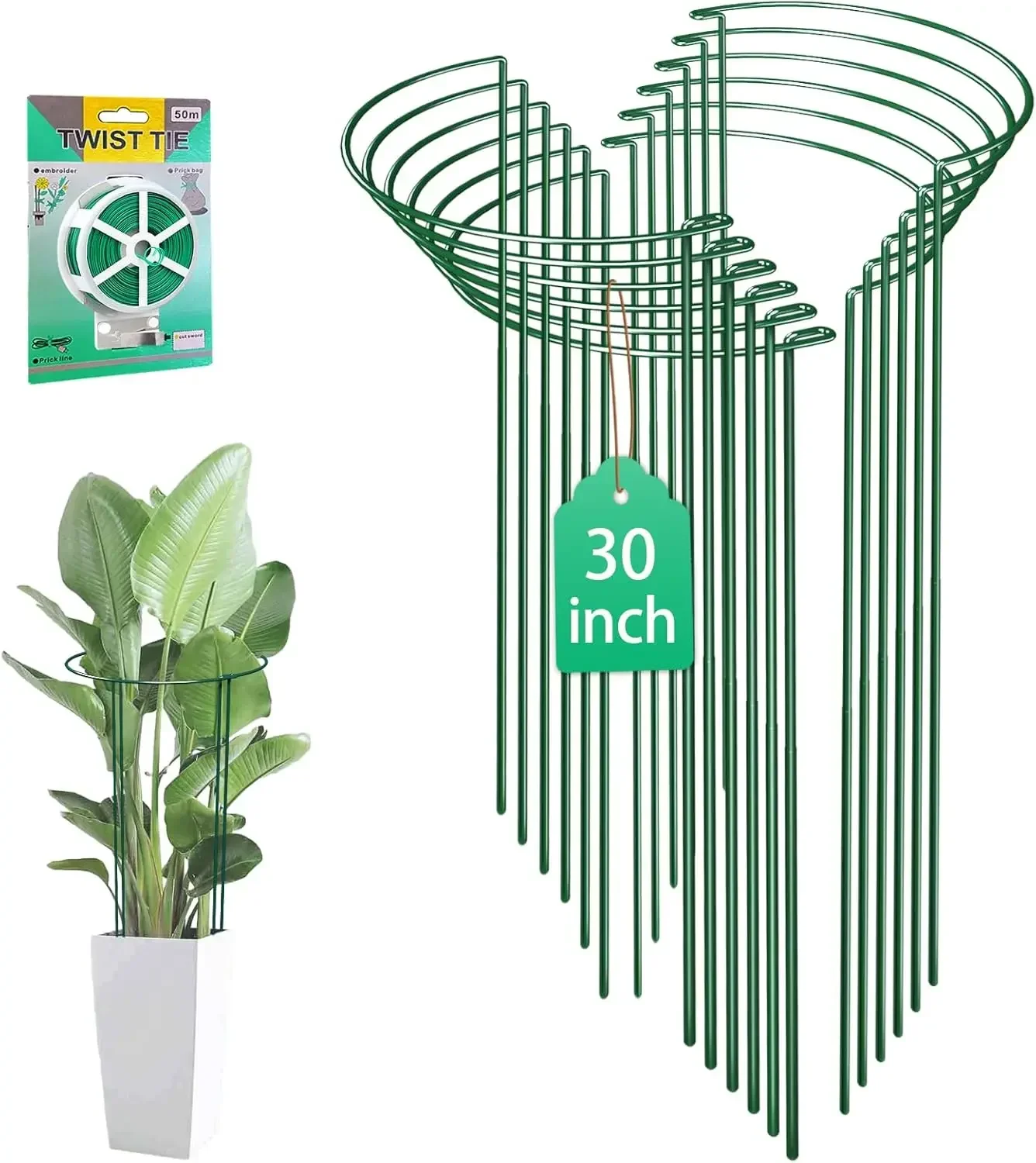 12 Pack 30 inch Plant Support Stakes, Heavy-Duty Half Round Peony Support, Garden Plant Stakes Cage for Outdoor Plants