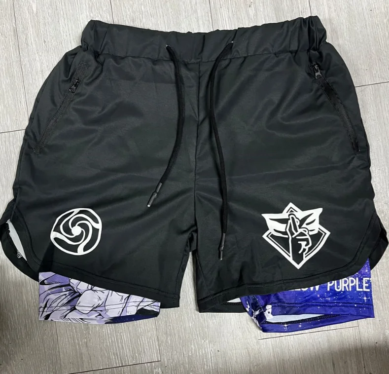 SAFFruit-Short de dehors en Maille à vaccage Rapide pour Homme, Pantalon Court Respirant Unisexe, Manga, Gym, Fitness, Été, Impr