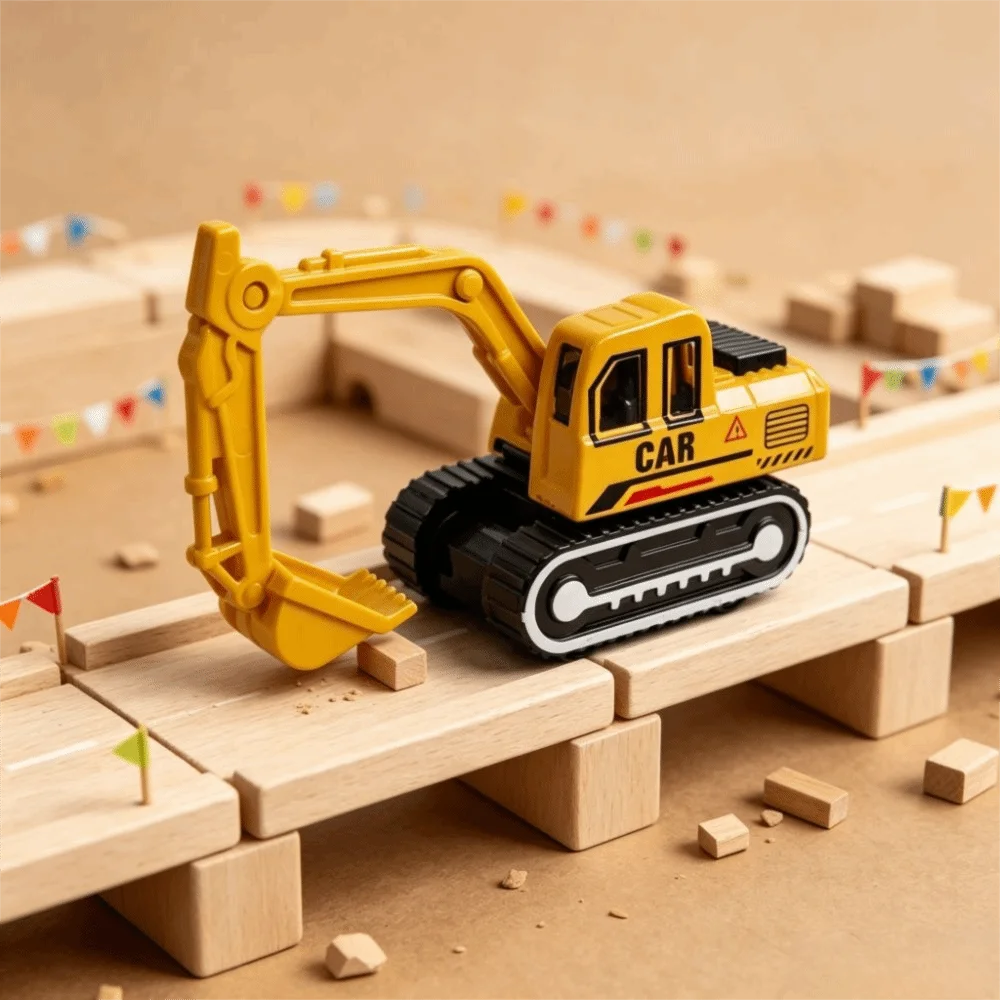 6pcs/set Car Parking Lot Alloy Engineering Vehicles Set Diecast Alloy Simulation Truck Set Classic Excavator Birthday Gift