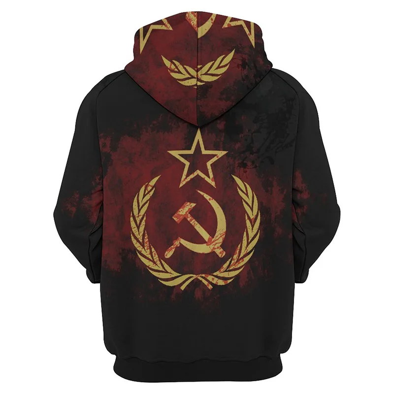 1982 CCCP National Flag Hoodie Men Clothing Red Star Totem Tops 3D Sickle Axe Emblem Printed Hoodies Women Hooded Hoody Pullover