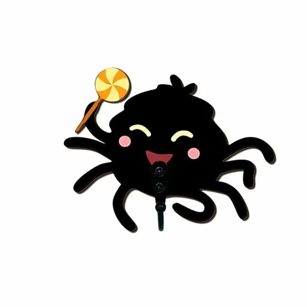 Creative Wooden Halloween Cartoon Spider Hook Cute Gothic Style Keys Holder No-Drill Wall Mounted Coat Hooks Home Decor