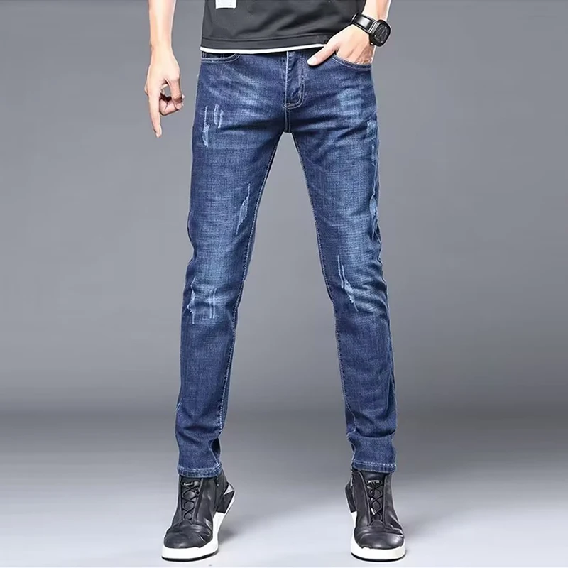 

Мужские модные облегающие джинсы с кошачьей лапой, мужские свободные прямые эластичные джинсовые брюки, винтажные молодежные популярные удобные повседневные брюки
