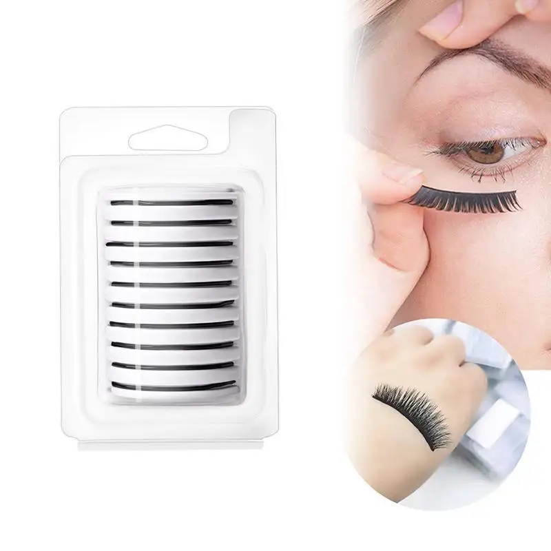 10pcs Practice Lashes For Eyelash Lash Strips For False Eyelashes No Glue No Magnets For All Strip Fake Lashes Waterproof