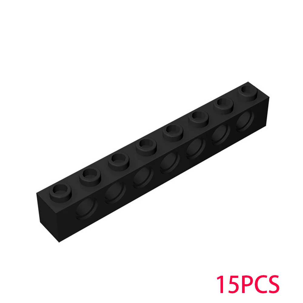 15pcs 3702 Technical Brick 1x8 with Holes Bricks Collections Bulk Toys For Technical MOC Sale Buildings Blocks