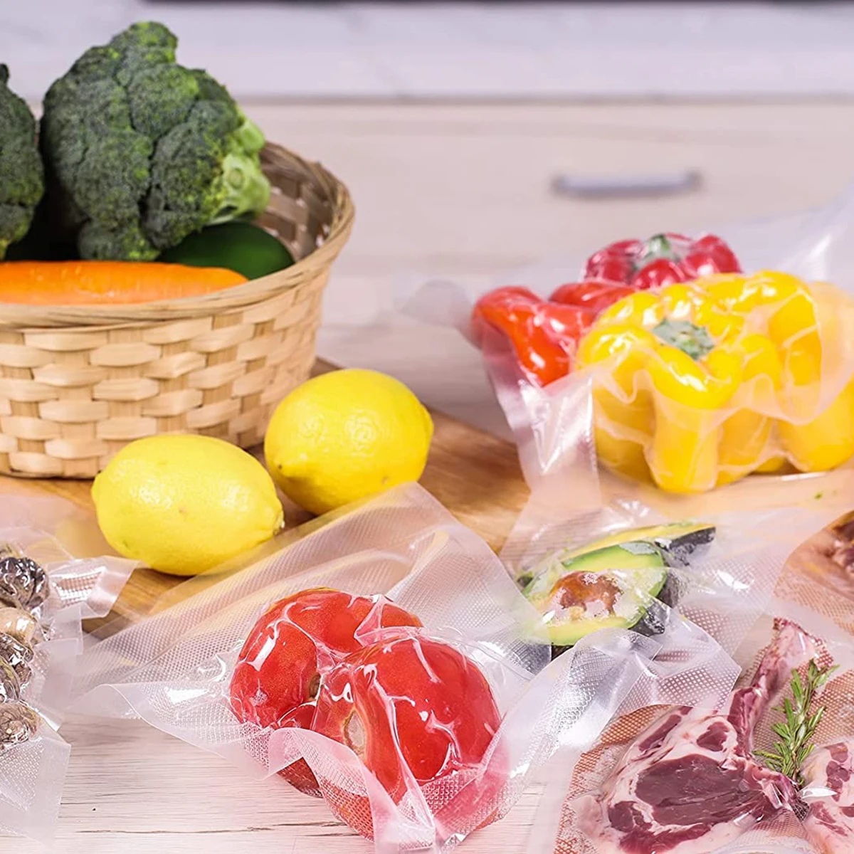 4pcs 3m vacuum sealed food bag roll, free of bisphenol A, seven layer co extruded diamond pattern vacuum preservation bag