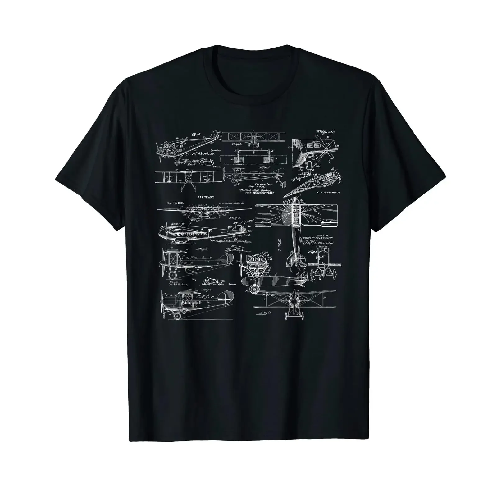 Aviation T Shirt with Biplane Pattern Drawing Pilot Black S vintage Washed Casual Slightly homme Unisex streetwear Versatile