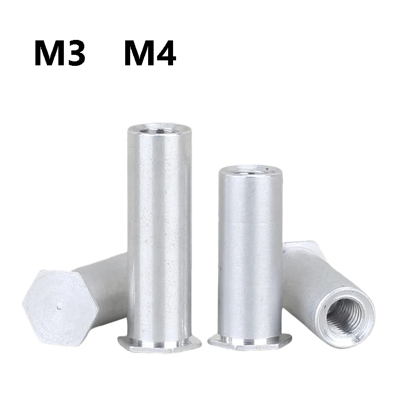 Aluminum Alloy Hex Blind Press-in Standoffs M3 M4 PCB Board Spacer Support Fasteners for Electronics Chassis DIY Repair