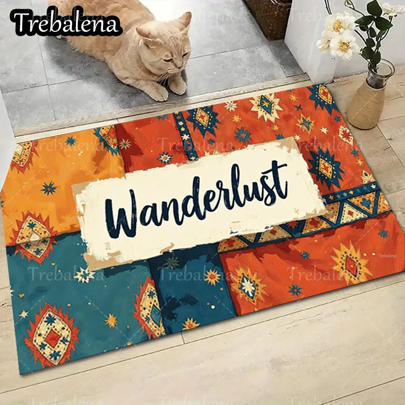 Felpudo de bienvenida bohemio Wanderlust, felpudo con patrón Tribal, decoración del hogar, 1 ud.