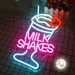 Milkshake Wonderland Neon Sign Light - Vibrant LED Wall Decor ,for Dessert Shops, Restaurants, Stores & Party Celebrations