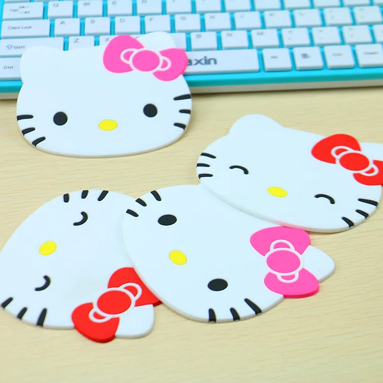 

Hot Sanrio Creative Hello Kitty Cup Mats Cute Cartoon Creative PVC Soft Rubber Cup Mats Insulation Mats Gift Wholesale Spots