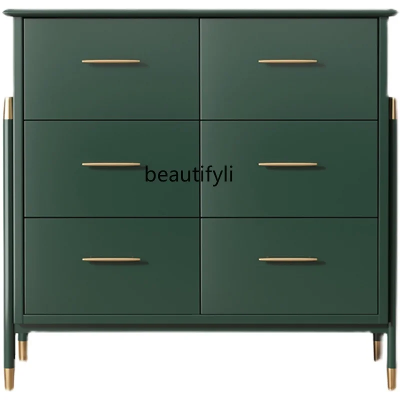 

Affordable Luxury Style Chest of Drawers Bedroom Locker Simple Modern American Solid Wood Entrance Cabinet