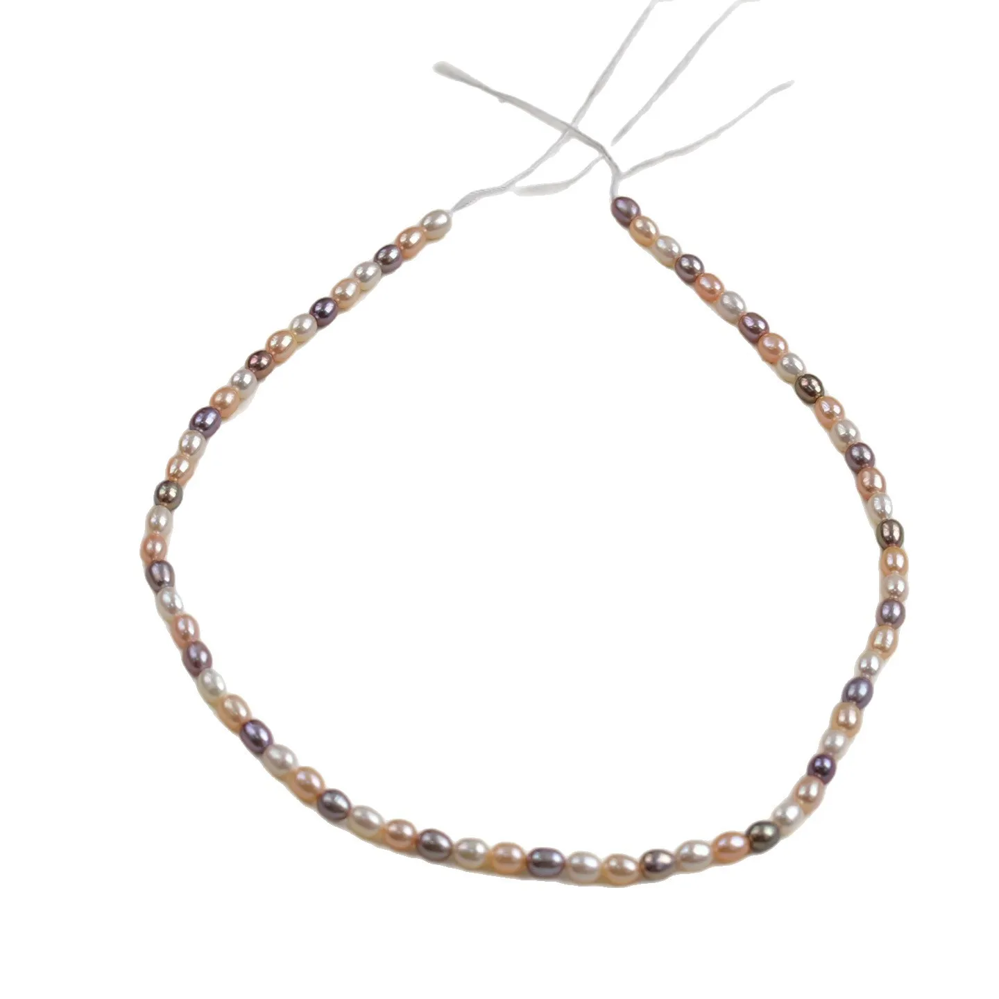 Natural Freshwater Pearl Necklace Semi-Finished 4-4.5mm 4A Mixed-Color Rice-Shaped Beads DIY Loose Jewelry Accessories