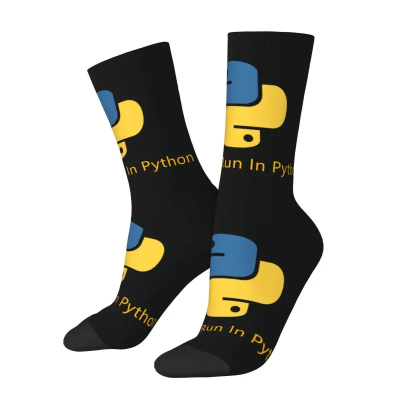 Funny Mens Born To Run In Python Dress Socks Unisex Warm Comfortable 3D Printing Programmer Computer Developer Crew Socks